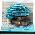 SIWEME 3D Memo Pad 260 Sheets Tree House Notepad with Light Kawaii Sticky Note Pad 3D Paper Carving Art Craftwork Omoshiroi Desk Decoration Pen Holder DIY High-Grade Creative Gift