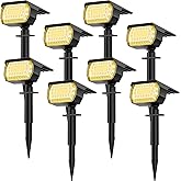 LANSOW Solar Spot Lights Outdoor, [8 Pack/76 LED] 2-in-1 Solar Landscape Spotlights, 3 Modes IP65 Waterproof Dusk to Dawn Solar Powered Flood Wall Lights for Outside Yard Garden Pathway(Warm White)