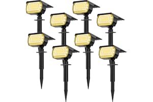 LANSOW Solar Spot Lights Outdoor, [8 Pack/76 LED] 2-in-1 Solar Landscape Spotlights, 3 Modes IP65 Waterproof Dusk to Dawn Solar Powered Flood Wall Lights for Outside Yard Garden Pathway(Warm White)