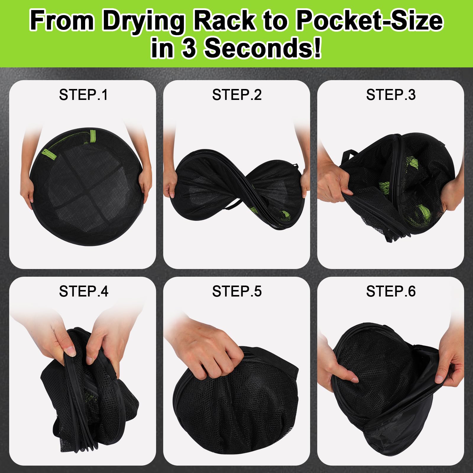 LUKETURE 4-Layer Hanging Herb Dryer Rack - with U-Zipper Mesh Net & Hook, Foldable Collapsible Drying Rack for Plants, Herbs, Flowers, Fish, Jerky, Laundry