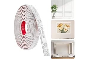 HOHNNYREET 16.4FT x 1.02'' White Peel and Stick Crown Molding Trim – Flexible Decorative Mirror Frame Border, Self-Adhesive Molding for Bathroom Doors & Mirrors