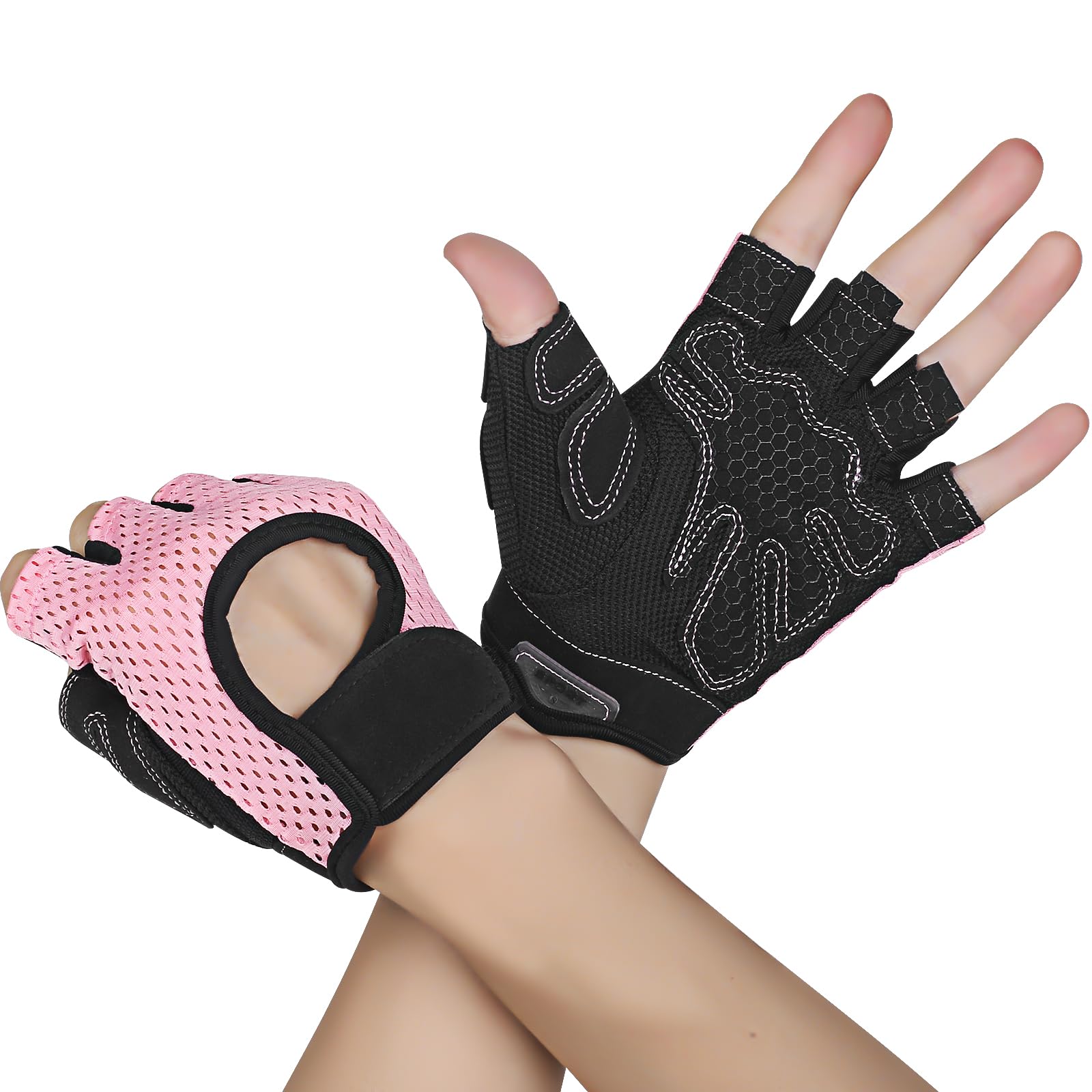 Yasdyri Gym Gloves for Men and Women Breathable Training Gloves with Microfiber Fabric 2 pack No Slip Silicone Padded with Fitness Gloves for Weightlifting, Training, Pull ups, Cycling (pink, S)