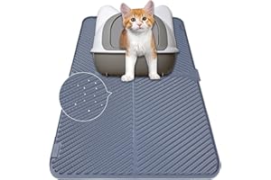 SIFONOL Cat Litter Mat Litter Trapping Mat, Waterproof Urine Proof Kitty Litter Mat, Easy Clean Cat Litter Box Mat, Washable Silicone Cat Litter Mat, No Slip, Cat Supplies for Indoor Cats(Gray, 24x15 Inch)