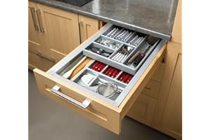 RICHELIEU 2-Layer Kitchen Drawer Organizer - Cutlery Tray Double Divider for Drawers - Utensil Organizer with Sliding Rails -