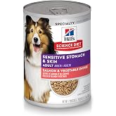 Hill's Science Diet Sensitive Stomach &amp; Skin Wet Dog Food | #1 Veterinarian Recommended, Adult Formula, Salmon &amp; Vegetable, 12.8 oz. Cans, 12-Pack