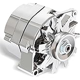 ROADFAR Alternator High Output 100 AMP Chrome 1 Wire Self | Replacement for Self Exciting Street Rod GM 305 350 BBC SBC 12V CW IR/EF 1100125 ADR0335-C 40012395 7127-SE105C 7127SECN100A