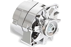 ROADFAR New Alternator High Output 100 AMP Chrome 1 Wire Replacement for Self Exciting Street Rod GM 305 350 BBC SBC 12V CW IR/EF 1100125 ADR0335-C 40012395 7127-SE105C 7127SECN100A