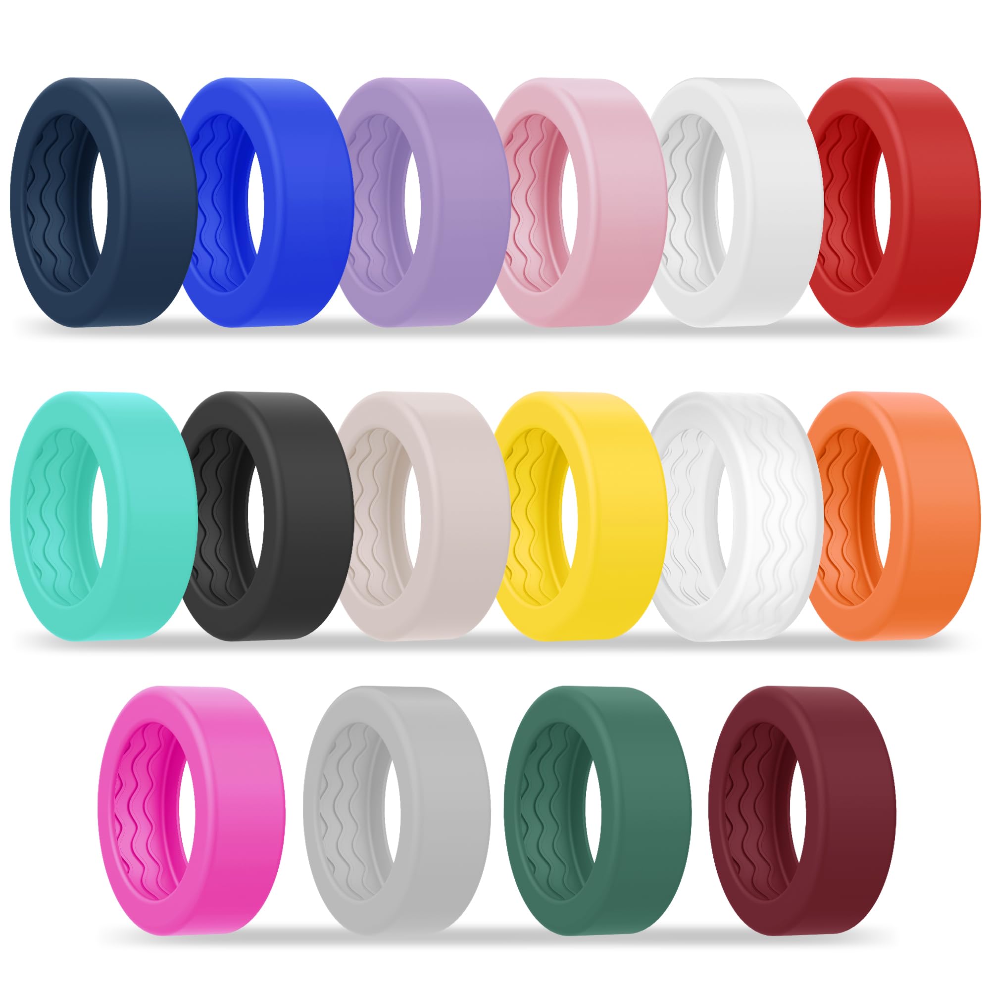 Bougraite 16 Pack Cover Compatible with Oura Ring 4/Gen3/Samsung Galaxy Ring/UltraHuman/RingConn Gen 2 Air/2/1, Silicone Anti-Slip Wave Texture Anti-Scratch Protector Case for Working Out Gym