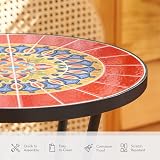 VONLUCE Mosaic Side Table 36cm Ceramic Top Indoor Outdoor Red view 8