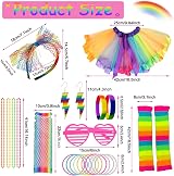 Ronilp 80s Fancy Dress Kit Rainbow Tutu Leg Warmers Necklace Glasses view 4