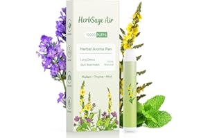 Re-Engineered Mullein Herbal Diffuser Pen - Ultra-Long Up to 10,000 Uses | All-Natural with Mullein, Thyme & Mint for Lung Cl