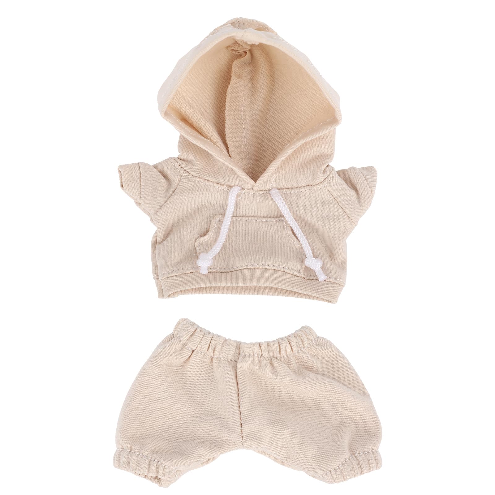 Doll Clothes Set, Cute Casual Style 17cm/6.69in Doll Costume Outfit Includes Hoodie & Pant Kawaii Clothing Accessories for Collectors Decor & Display (Apricot)