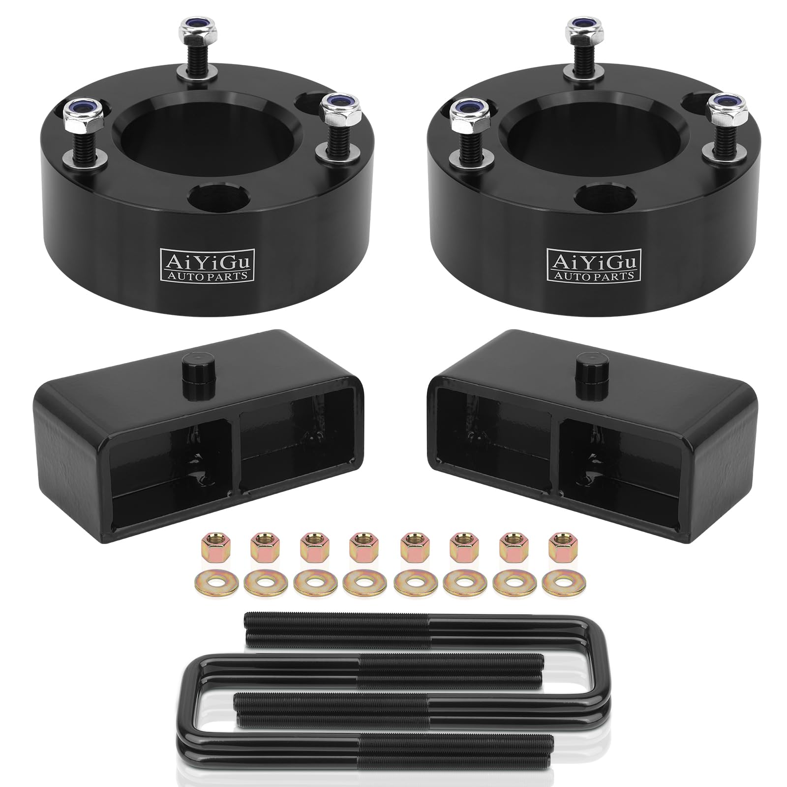 Photo 1 of AiYiGu 3" Front & 2" Rear Full Leveling Lift Kit Compatible with 2007-2024 Chevy Silverado 1500, GMC Sierra 1500 2WD 4WD, 3 Inches Front & 2 Inches Rear Strut Spacer Suspension Lift Kits Lift Blocks