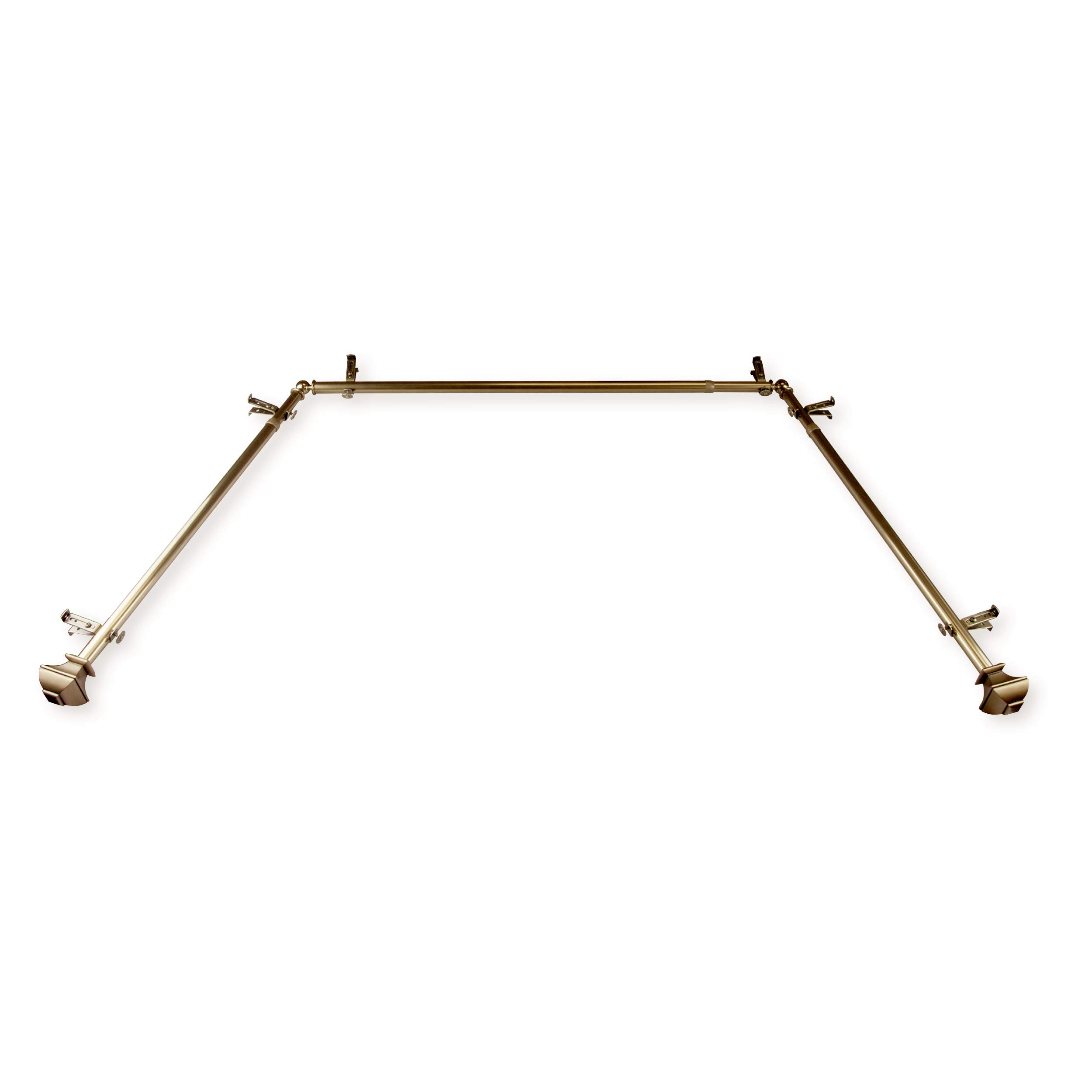 13/16" Moyat Bay Window Curtain rod 20-36", 38-72" - Antique Brass