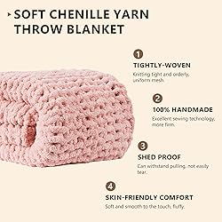 L'AGRATY Chunky Knit Blanket Throw - Soft Chenille