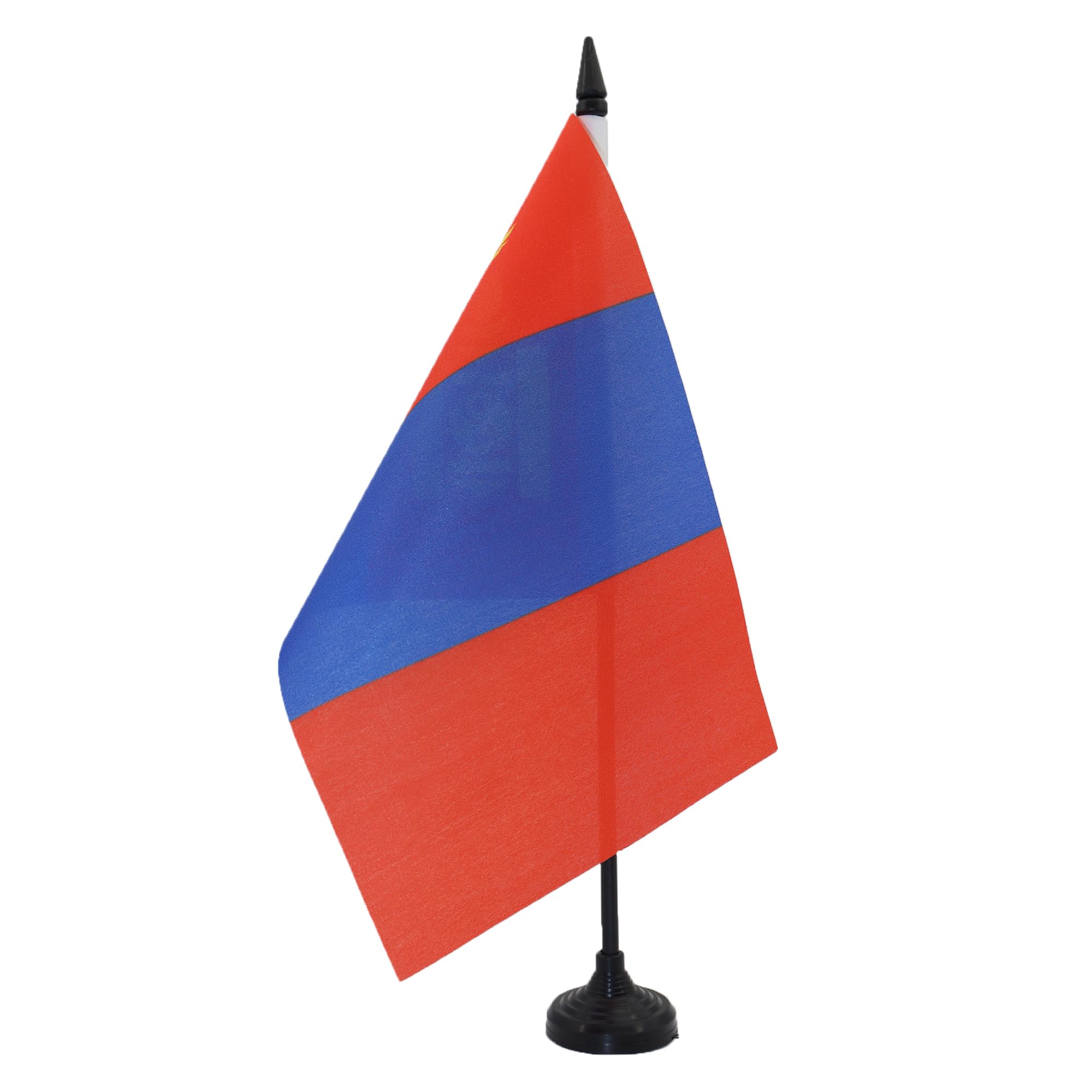 AZ FLAG Mongolia Table Flag 5'' x 8'' - Mongolian Office Decoration 100% Polyester 21 x 14 cm - Mini Desk Flag with Pole and Black Plastic Base