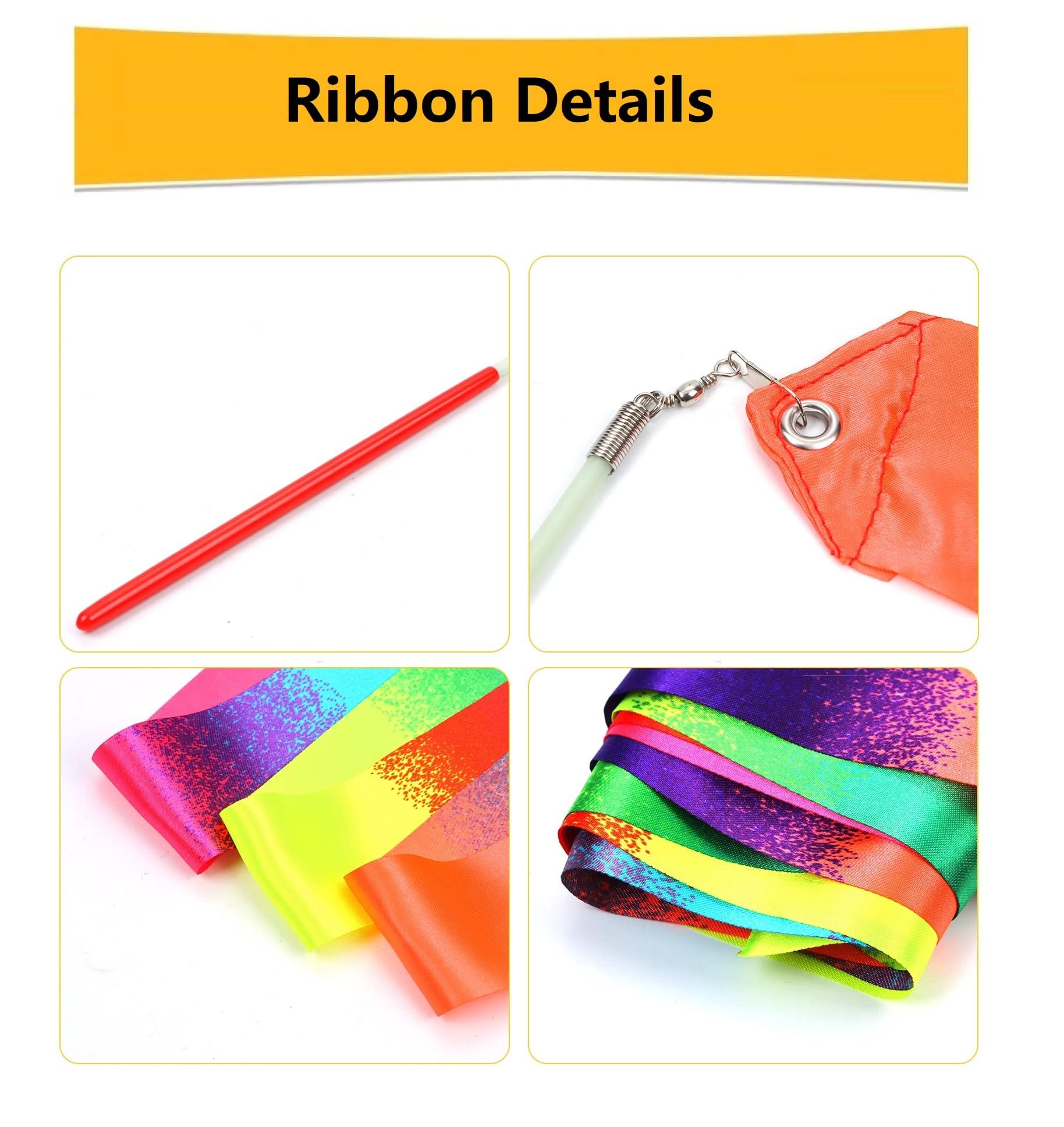 20 Pack Ribbon Dancing Wands Party Favors for Kids, Rainbow Birthday Decorations, Princess Party Supplies, Girls Party Games, Gymnastics Goody Bag Stuffers (Rainbow)