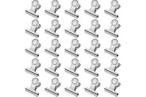 ORCIELO 30 Pack Small Bull Clips 0.87 Inch Mini Metal Hinge Clips Binder Paper Hinge Clip for Office, Home, School, Shops, Silver, 22mm