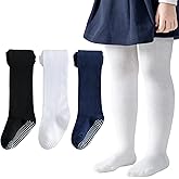 Marchare Baby Girls Tights Thick Cotton Solid Leggings Winter Warm Stockings With Non Slip Grips