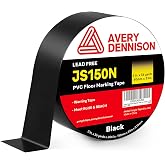 Avery Dennison Floor Marking Tape, 2 Inch x 108 Ft Black Caution Tape, 1 Roll Heavy Duty Safety Warning Tape, High Adhesion for Indoor/Outdoor | Warehouse, Factory, Parking, Industrial