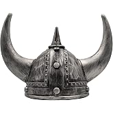 LOOYAR Adult Horned Viking Berserker Helmet for LARP &amp; Cosplay | Lightweight foam construction, Authentic Norse design, Vintage metallic finish Comfortable headgear, Halloween party dress-up