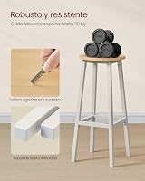 VASAGLE Bar Stools Set of 2 74 cm High Oak White Metal Frame Footrest view 4