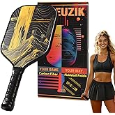 Raw Carbon Fiber Pickleball Paddle, High Performance Matte Surface Stylish Pickle Ball Paddle for Enhanced Spin & Control, 16mm PP Honeycomb Core Pickleball Racket, All Level Players, Pickleball Gifts