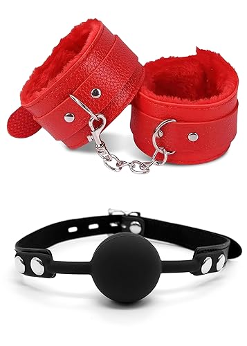 Hand Cuffs Stainless Steel Red Fluffy Handcuffs For Ankles And Wrist With