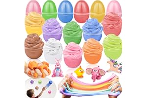 AMENON 12 Pack Easter Basket Stuffers Fillers Butter Slime Kit Easter Eggs Fidget Toys Essential Stress Relief Non-Sticky Stretchy Putty Slime Party Favors for Kids Boys Girls Hunt Classroom Gift