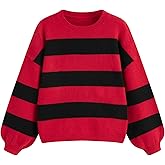 CIDER Striped Sweaters for Women Cute Long Sleeve Crew Neck Knit Lightweight Pullover Sweater Tops Fall Outfits Trendy