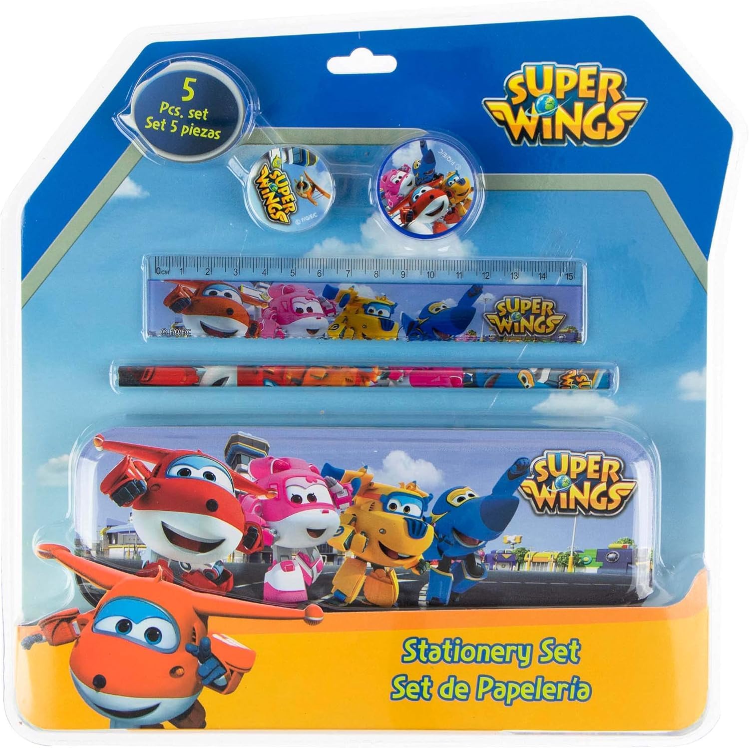 Licensed Stationery Set for Boys and Girls contains 5 Pieces Stationery item for School Going Kids 3+ Years with Disney characters Super Wings