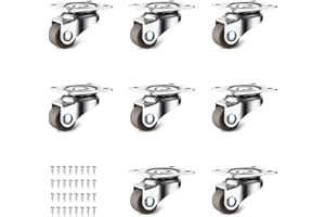LYASIL 8Pack Small Caster Wheels, 1/2inch Mini Rolling Wheels Low Noise, 360 Degree Top Plate Low Profile Casters for Furniture,Kitchen Appliances, Projects, Planters,Mop Bucket