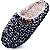 ONCAI Men's House Slippers Memory Foam Slip-On Warm Cozy Scuff Home Bedroom Shoes with Indoor/Outdoor Rubber Soles US Size 7-15