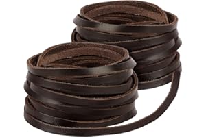 PEASUG 10 Yards Flat Genuine Leather Cord, 3/4/5 mm Available, Real Leather Strips, Natural Leather String, Braided Braiding String for Jewelry Making, Necklace, Tool, Crafts (Dark Brown, 5mm)