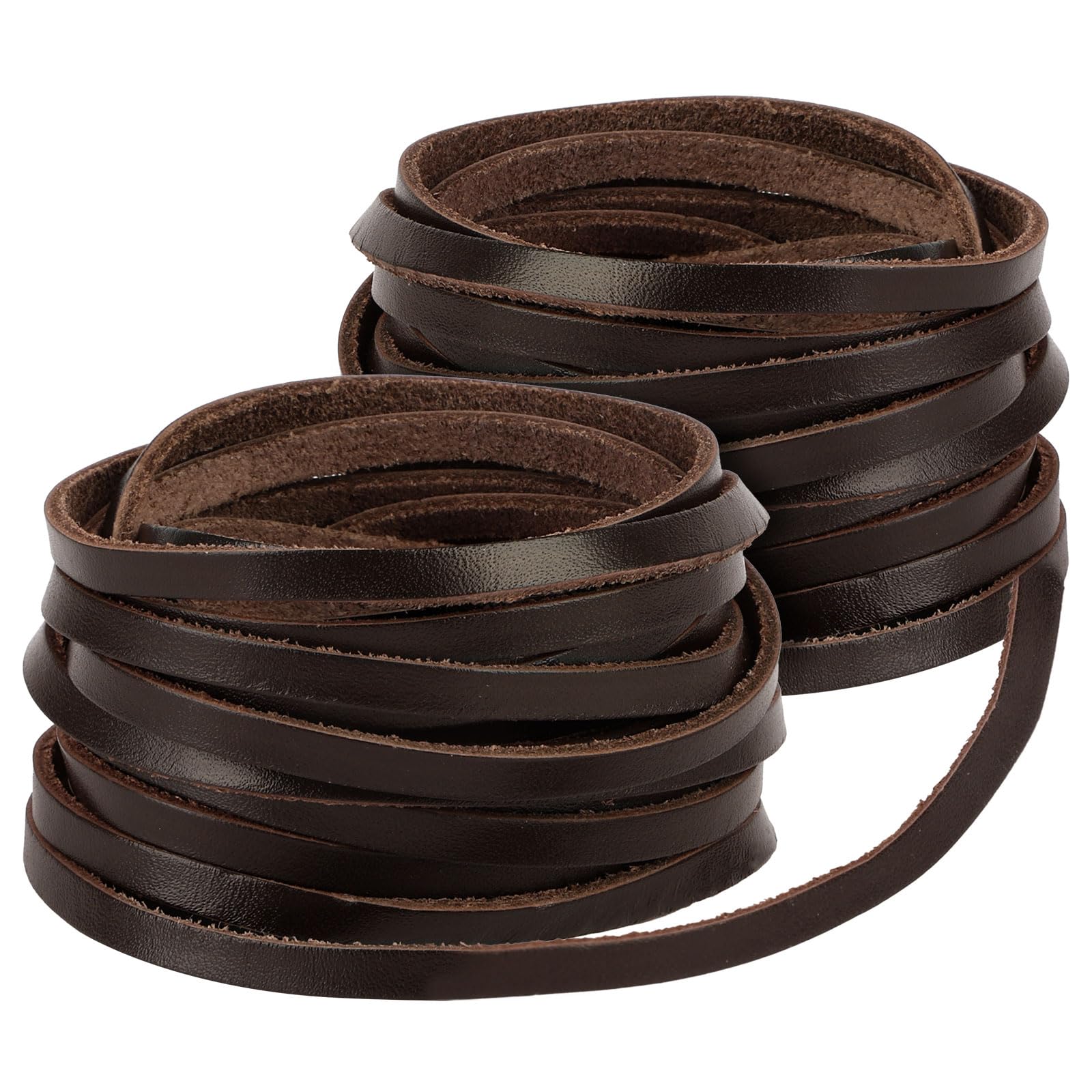 Photo 1 of 10 Yards Flat Genuine Leather Cord, 3/4/5 mm Available, Real Leather Strips, Natural Leather String, Braided Braiding String for Jewelry Making, Necklace, Tool, Crafts (Dark Brown, 5mm)