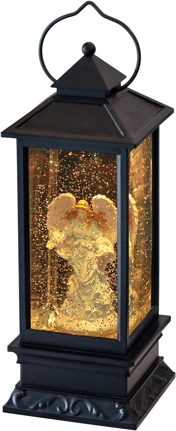 Snow Globes - DRomance Lighted Water Lantern Glittering with Music USB and Battery Operated Singing Snow Globe for Kids, Angel Water Snow Glitter Globe Lantern Decor for Christmas,12 Inch Tall
