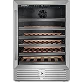 COSMO COS-24BIWCS Lumin Collection 24 in. 52-Bottle Single Zone Compressor Wine Cooler, Digital Controls, LED Lighting, Stain