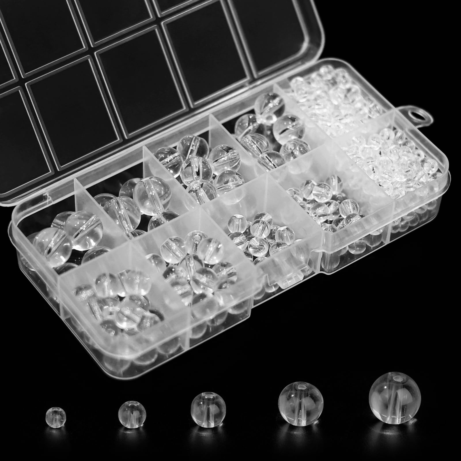 Gocelyn 470+ PCS Clear Crystal Round Glass Beads for DIY Craft Projects, Transparent Glass Spacer Loose Beads for Crafts Charms Pendants Gifts Presents Friendship — image 1