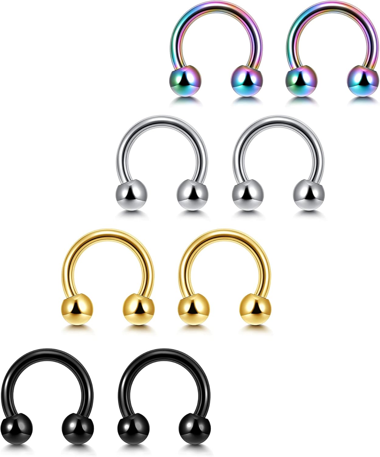 Sunligoo 4 Paar Hufeisen Nasenring aus Edelstahl 16ga Circular Barbell Septum Ring ...