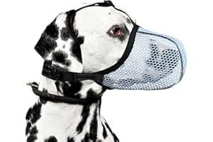 JOYPAWS Dog Muzzle, Breathable Soft Muzzle for Medium to Large Dogs to Anti & Prevent Barking Biting Chewing, Reflective & Adjustable Basket Muzzle with Air Mesh for Beagle Blue L