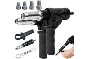 New Professional Electric Rivet Gun Adapter Kit, Electric Rivet Nut Gun Drill Adapter, with Removable Plastic Handle & 4 Rive