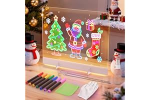 THANBAO 16" LumiBoard LED Drawing Board for Kids - 7 Colors & 10 Modes Rechargeable Acrylic LED Note Board with 7 Markers Cleaning Kit, Birthday & Christmas Gifts for Kids/Girls/Teens