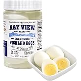 Bay View Pickled Eggs, Boilded &amp; Peeled, Gluten Free, Salt N' Vinegar, 16oz | No Artificial Ingredients, Gluten Free, 0g Sugar, 6g Protein, Fresh Grade A Eggs