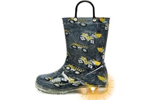 OUTEE Adorable Light Up Rain Boots for Little Kids