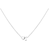 Glimmerst Heart Initial Necklace for Women Stainless Steel Tiny Heart Letter Necklace Personalized Name Necklace