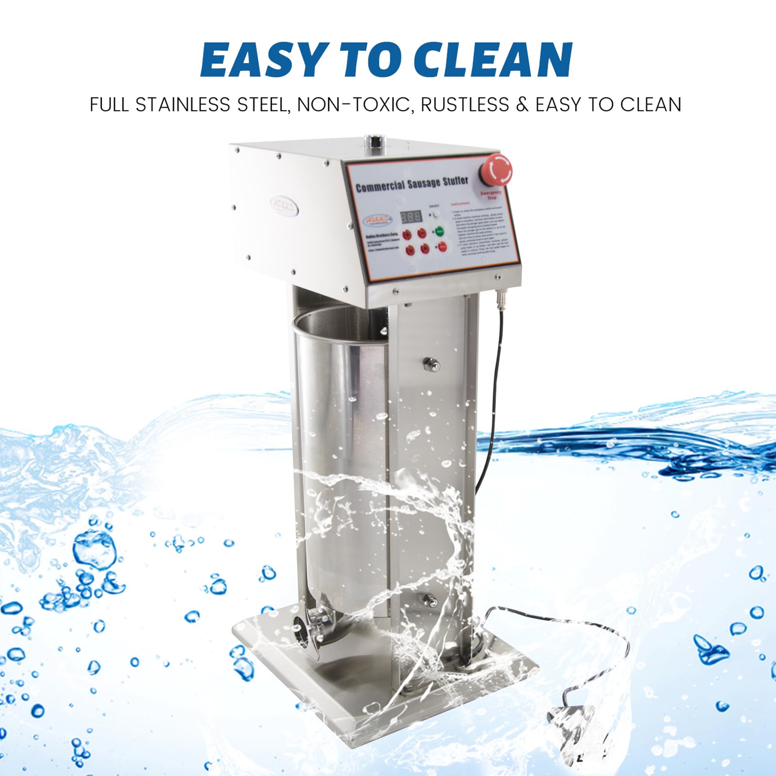 Hakka Commercial 22LB Stainless Steel Electric Sausage Stuffer and Vertical Sausage Filling Maker