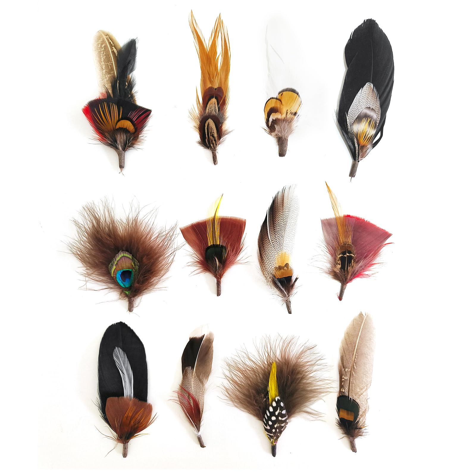 12Pcs Hat Feathers, Small Feathers for Hats,Assorted Feathers for Hats Colorful Real Feathers Accessories for Men Women,Feathers Accessories DIY Decorations