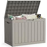 LubanNese Outdoor Storage Box, 50 Gallon Waterproof Resin Deck Box, Storage Bin for Package Delivery, Patio Furniture Cushion, Garden Tools, Pool Accessories, Weatherproof and UV Resistant, Grey