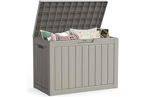 LubanNese Outdoor Storage Box, 50 Gallon Waterproof Resin Deck Box, Storage Bin for Package Delivery, Patio Furniture Cushion, Garden Tools, Pool Accessories, Weatherproof and UV Resistant, Grey