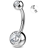 Internally Threaded 316LVM Surgical Steel Belly Button Ring 14g - Hypoallergenic Stainless Steel Belly Button Rings for Women - Womens Cute Sexy Simple Bellybutton Navel Piercing Jewelry Piercing Para El Ombligo 10mm Bar